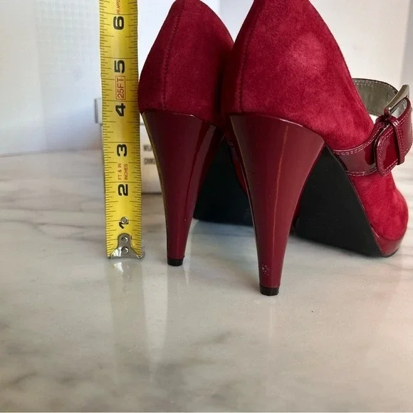 Style Co Womens Cherry Red Suede Mary Jane Patent Leather Shoes Size 7 M - Picture 2 of 16